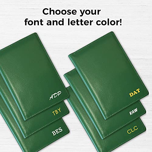Personalized Monogrammed Emerald Green Leather RFID Passport Wallet - color: Emerald Green, style: Minimalist