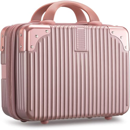 Noverlife 14in Portable Makeup Travel Case Hand Luggage with Elastic Band - color: Rose Gold - Rectangle