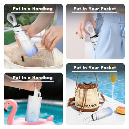 Mini Travel Umbrella Small Umbrella for Travel UV Parasol Compact Foldable - color: 2 Pieces Blue