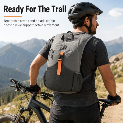 15L Small Grey Hiking Backpack, Lightweight Packable Foldable Casual Backpack for Women Men, Hiking Daypack with Shoulder Strap Pocket for Travel Camping Outdoor Commute