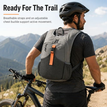 15L Small Grey Hiking Backpack, Lightweight Packable Foldable Casual Backpack for Women Men, Hiking Daypack with Shoulder Strap Pocket for Travel Camping Outdoor Commute