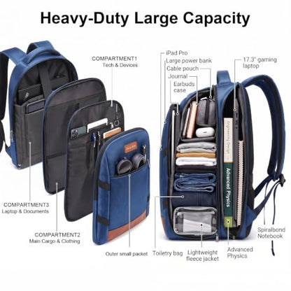 Amovee Laptop Backpack,Work Computer Bag, Airline Approved Carry-On Bookbag - color: Navy Blue