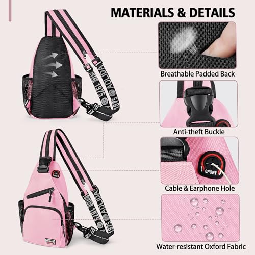 Geestock Convertible Sling Bag Crossbody Backpack for Women Men, Pink - color: Pink, size: Small