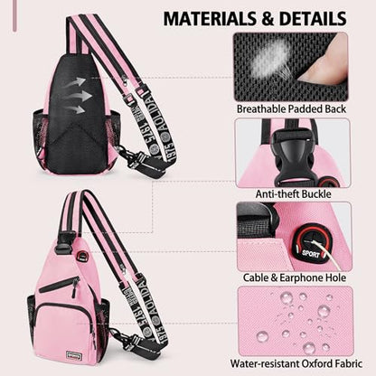 Geestock Convertible Sling Bag Crossbody Backpack for Women Men, Pink - color: Pink, size: Small