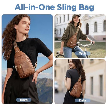Anti Theft Crossbody Bags for Women RFID Sling Purse Travel - color: Black
