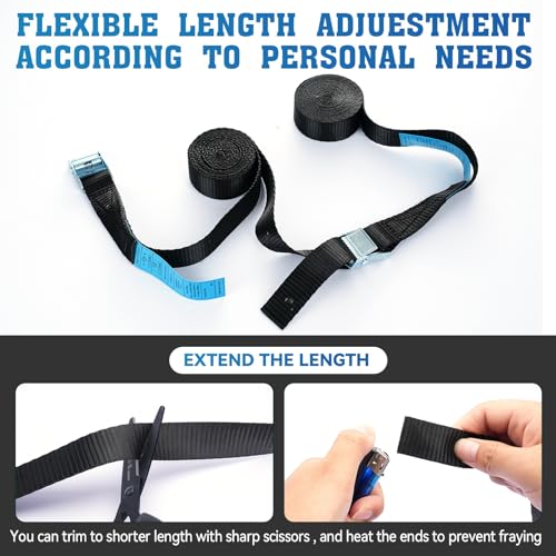 Tie Down Straps 4-Pack Black, 0.8" x 6.6Ft (2x200cm) Maximum Strength Lashing Straps with Buckle, for Truck, Motorcycle, Off-Road, Trailer, Heavy Load Securing, PP Material - size: XK 20 mm * 2000 mm * 4 pcs Black