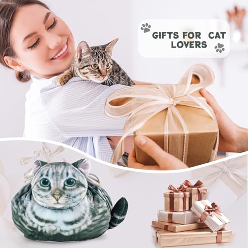 Cat Shaped Drawstring Makeup Bag for Women - Grey Tabby Cat Design Cosmetic Case - color: Grey Tabby Cat