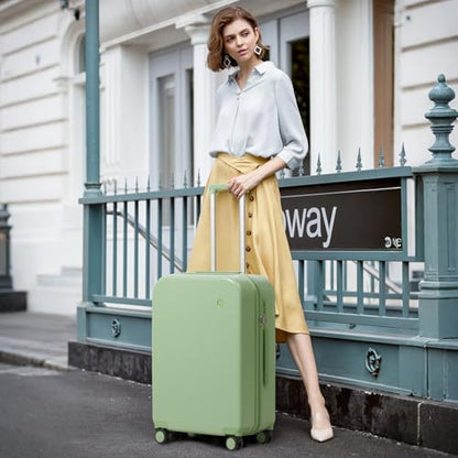 mixi Luggage Suitcase with Spinner Wheels, Hardside Rolling Suitcase PC with Cover & TSA Lock Lightweight Travel Case 26in Checked in, Avocado Green - color: Avocado Green, size: 26 Inch