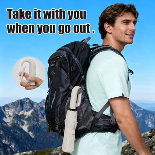 Compact Automatic Folding Umbrella – Portable Backpack Umbrella with Hook - color: white