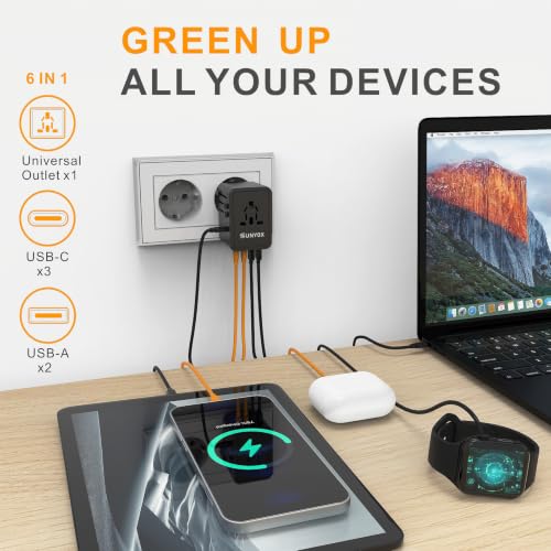Universal Travel Adapter-35W International Power Adapter, PD&QC Fast Charge