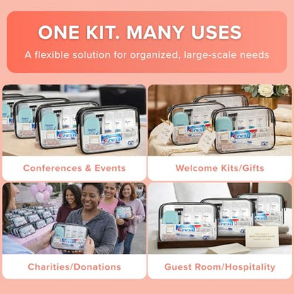 100 Pack Womens Bulk Hygiene Kits – 12-Piece Premium Brand-Name Toiletries - size: 100 Pack