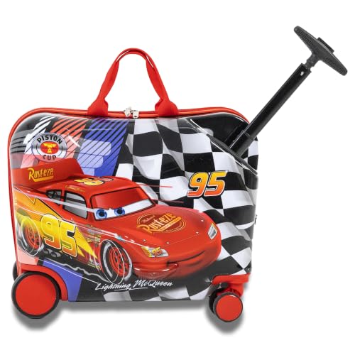 Disney Cars Suitcase Lightning McQueen 18" Kids Ride On Luggage with Wheels