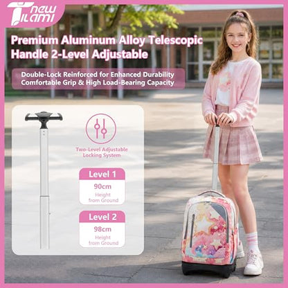 NEW TILAMI 18-Inch Rolling Backpack 6-Wheel for Kids School Travel - color: Starshine