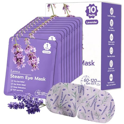 LANNA Heated Steam Eye Mask, Disposable 120 Minutes, Lavender Scent 10 Pcs - color: Lavender Scent, size: 10 Eye Masks