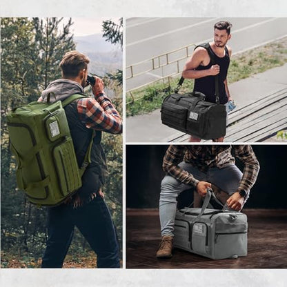 G4Free 3-in-1 Duffle Bag Travel Gym Sports, Large Tactical Duffel Backpack - color: Grey