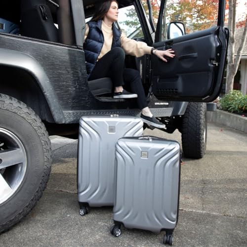 Skyway Nimbus 4.0 Expandable, Durable Hardside, 4 Wheel Spinner, Lightweight Suitcase, Unisex, Stylish, Shiny Silver, Carry-On 20-Inch - color: Shiny Silver, size: Carry-On 20-Inch