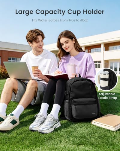 LOVEVOOK Laptop Backpack for Men Women with Giant Tumbler Holder Pocket - color: Black-dark Gray, size: 17.3 inch