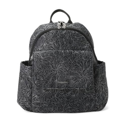 Securtex® Journey Anti-Theft Backpack - Lightweight 10.6"x10.2" RFID Travel Bag w/Locking Zippers, Compact Daypack - color: Midnight Blossom Print