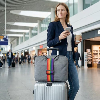 4 Pcs Rainbow Luggage Connector Straps, Adjustable Straps for Suitcases - color: Rainbow, 4pcs