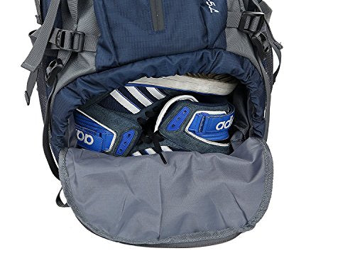 WoneNice 50L(45+5) Waterproof Hiking Backpack Outdoor Daypack w/Rain Cover - color: Sapphire Blue