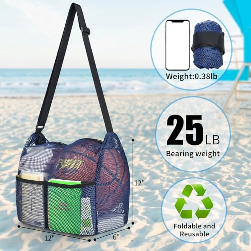 Mildbeer 12x6x12 Mesh Crossbody Bag for Gym & Beach - color: Blue