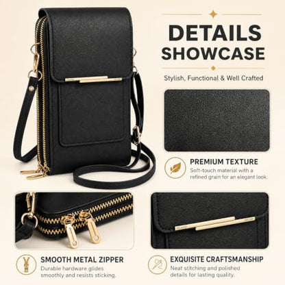 Touchscreen Crossbody Phone Purse for Women, Anti-Theft Phone Bag Wallet
