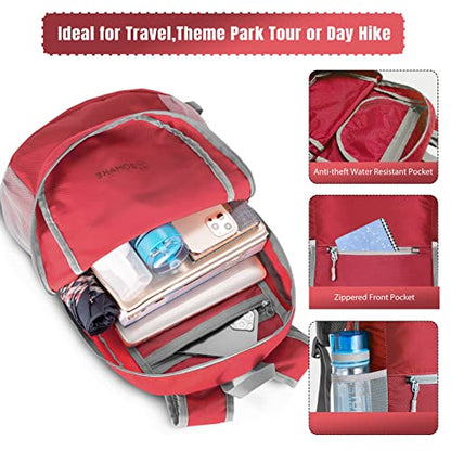 ZOMAKE Lightweight Packable Backpack, Foldable Small Travel Day Pack - color: C-red