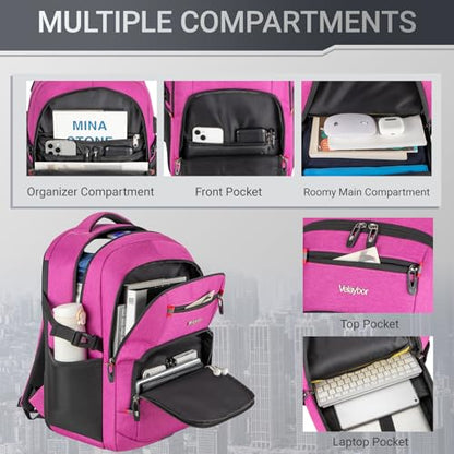 40L Expandable Laptop Travel Backpack With Anti-Theft & Lay-Flat - color: Purple