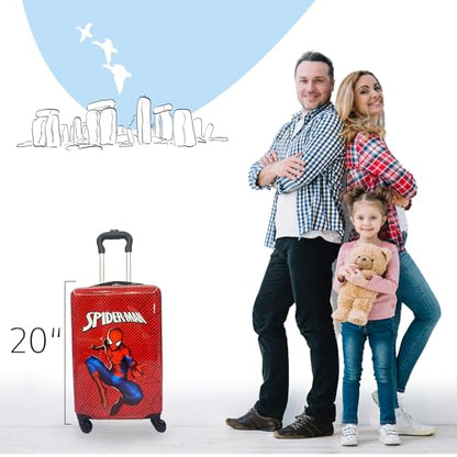 Fast Forward 20 Inches Spiderman Suitcase For Kids - Hard Sided Tween Spinner Travel Trolley Kids Suitcase For Boys With Wheels - style: Spiderman 2