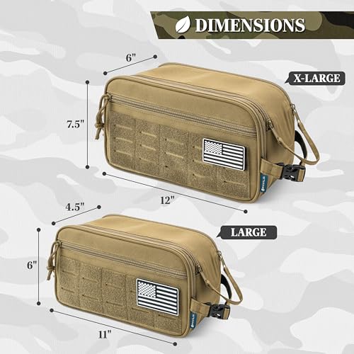 PAVILIA Tactical Toiletry Bag for Men, Water Resistant Molle Military, Tan - color: Tan, size: Large