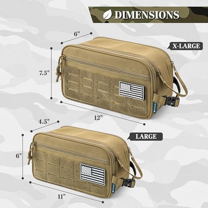 PAVILIA Tactical Toiletry Bag for Men, Water Resistant Molle Military, Tan - color: Tan, size: Large