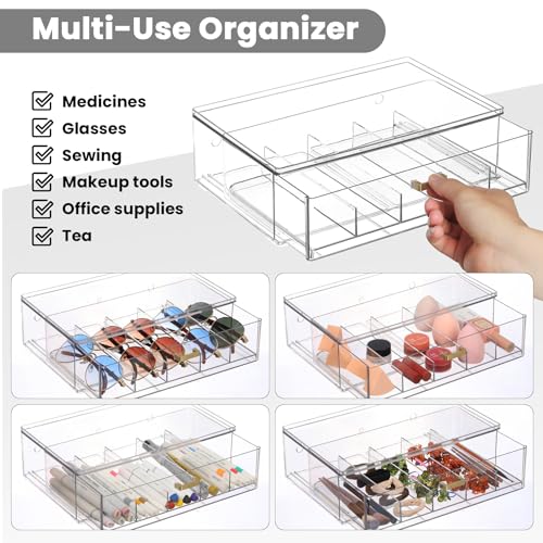 LALOBLUE Drawer Glasses Case, Acrylic Stackable, 3 Pack - size: 3 Pack