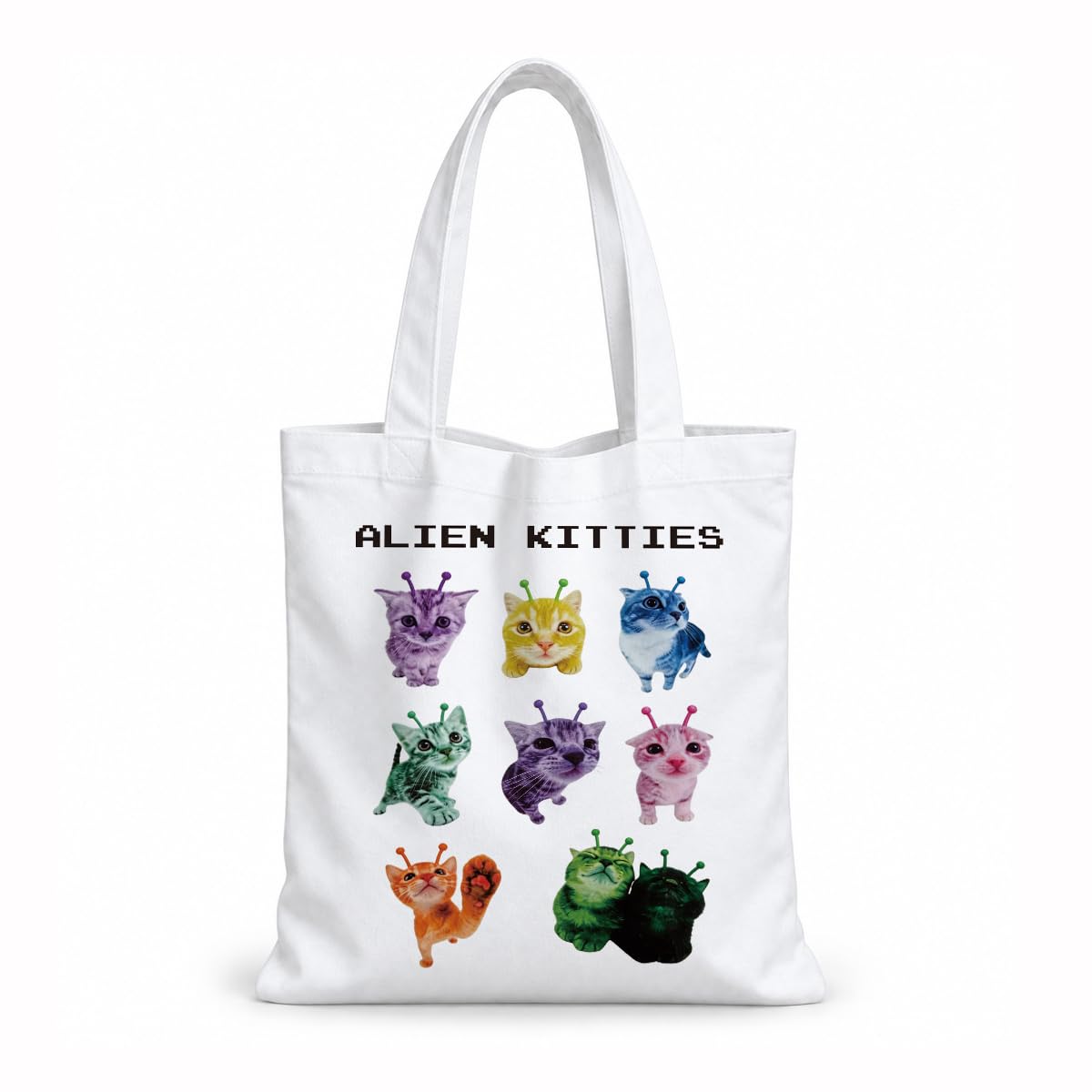 Funny Canvas Tote Bag, Reusable Playful Shoulder Bag, Whimsical Carryall for Shopping Commute Beach - color: Cat