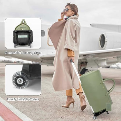 Modoker Convertible PU Leather Rolling Garment Duffle Bag for Women, Green - color: Rolling Green