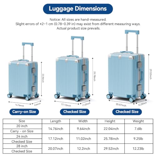 Checked Luggage, Zipperless Aluminum Frame Suitcase, Blue, 24 in - color: blue, size: 24in