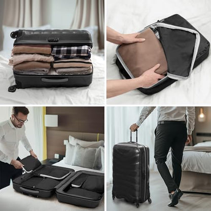 CherryNow 7 Set Compression Travel Packing Cubes for Suitcases, Black - color: Black