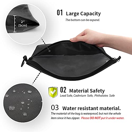 pack all Water-Resistant Zipper Pouch, Mesh Zipper Bag, 8.66"x5.91" - color: Black, size: Small
