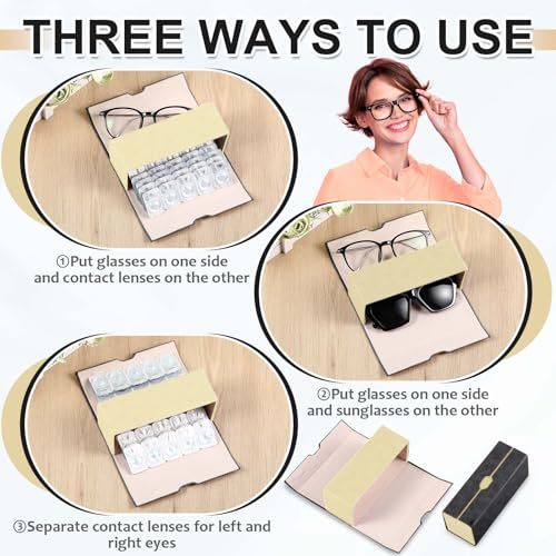 Flutesan 2 in 1 Daily Contact Lens and Glasses Organizer Case, Black - color: black