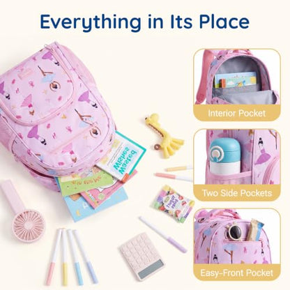 mommore 2-in-1 Kids Backpack for Boys Girls 4-8 with Insulated Lunch Pocket - color: Gradient Purple