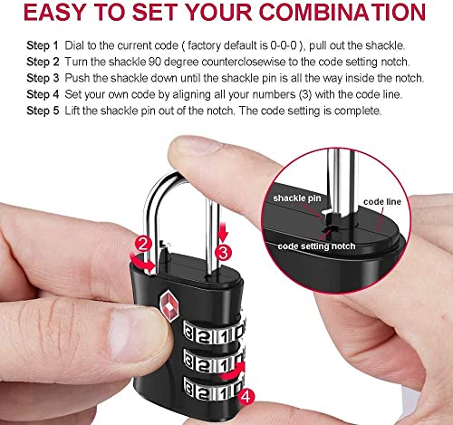 ZHEGE TSA Lock for Luggage, 3 Digit Travel Lock for Suitcase (Rose Gold) - color: Rose Gold, 1P