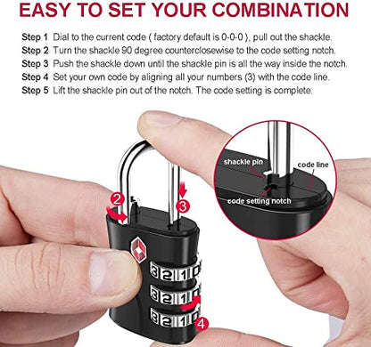 ZHEGE TSA Lock for Luggage, 3 Digit Travel Lock for Suitcase (Rose Gold) - color: Rose Gold, 1P