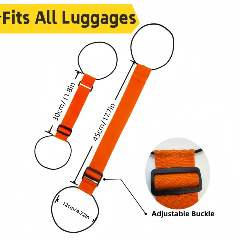 Adjustable Luggage Straps, Orange+Rainbow - color: Orange+Rainbow
