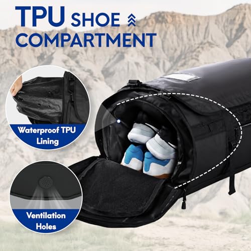 Haimont Heavy Duty Convertible Travel Duffel Backpack, Black, 60L - color: Black, size: 60L