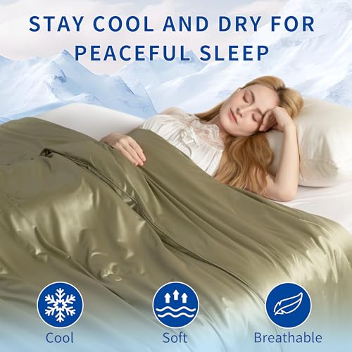 BOV Menopause Cooling Blanket 92"x80" – Double Sided Ice Touch Blanket for Hot Sleepers, Night Sweats & Hot Flashes, Stay Cool Throw Blanket for Bedroom, Camping & Gifts - color: Green
