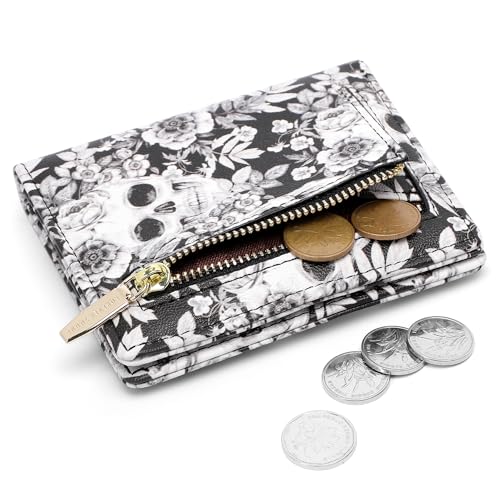 Small Women Wallet RFID Blocking Bifold Pocket Wallet Slim Compact Ladies Purse Mini Wallets For Women (Skull) - color: Skull