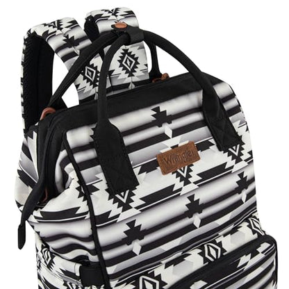 Wrangler Aztec Backpack Organized Daypack Travel Baby Bag with Stroller Strap and Side Bottle Pockets WG2204-9110BK - color: Angel Black