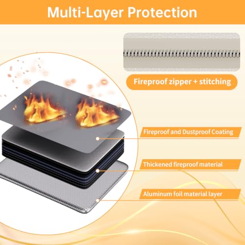 DocSafe 6400°F Fireproof Document Box with Lock, 10 Layers Heat Insulated - color: Grey