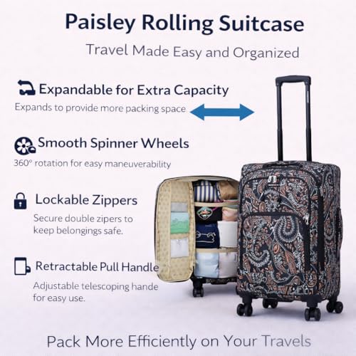 Karriage-Mate 4-Piece Expandable Softside Luggage Set with Spinner Wheels, Lightweight Suitcases for Travel, Durable Luggage Sets for Women Men Business Trip (PSL1) - color: PSL1
