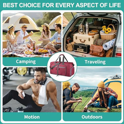Dimayar 40L Foldable Duffle Bag, Travel & Weekender, Overnight, Gym - color: Red, size: 40L