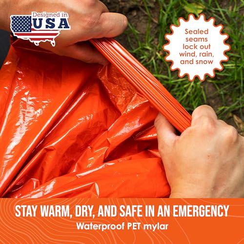 Go Time Gear Life Bivy Emergency Survival Sleeping Bag Thermal Bivy - Use as Emergency Bivy Sack, Survival Sleeping Bag, Mylar Emergency Blanket - color: Orange, size: 1 Pack